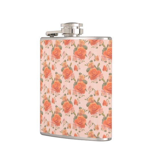 rose pink orange floral pattern wedding spring フラスク (左)