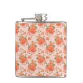 rose pink orange floral pattern wedding spring フラスク (正面)