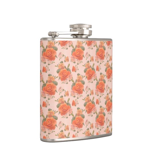 rose pink orange floral pattern wedding spring フラスク (右)