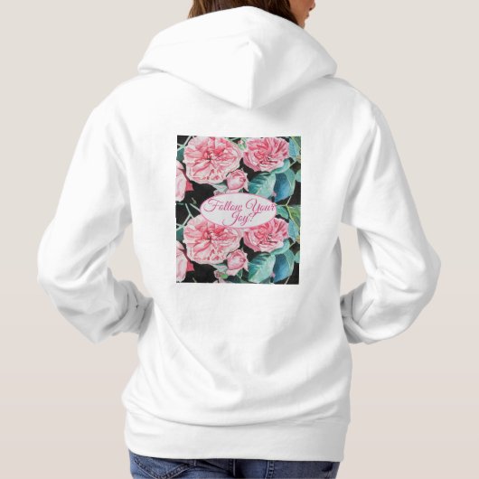 Rose Pink Roses floral Follow Your Joy Pattern パーカ (裏面)