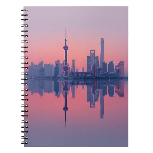 Rose Pink Skyline Mirror Glow Notebook ノートブック (正面)
