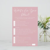 Rose Pink What's On Your Phone Bridal Shower Game (スタンド正面)
