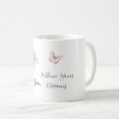 Rose Pink White Butterfly Dreams コーヒーマグカップ (正面右)