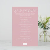 Rose Pink Would She Rather Bridal Shower Game (スタンド正面)