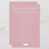 Rose Pink Would She Rather Bridal Shower Game (正面/裏面)