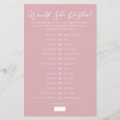 Rose Pink Would She Rather Bridal Shower Game (正面)