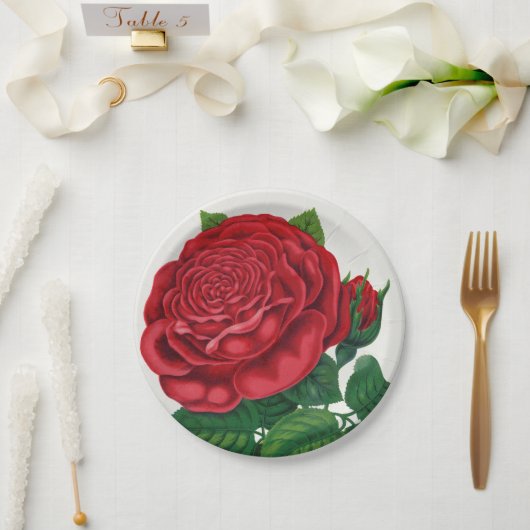 Rose Print Rochester Lithographing and Printing Co ペーパープレート (ウェディング)