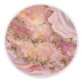 Rose quartz and pastel pink marble セラミックノブ (正面)