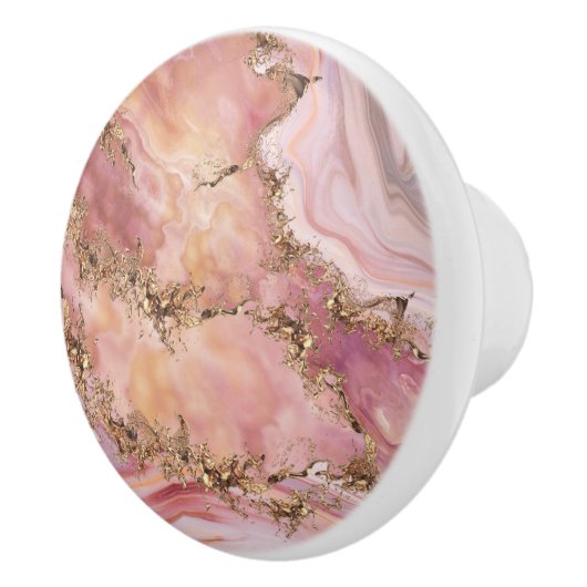 Rose quartz and pastel pink marble セラミックノブ (右)