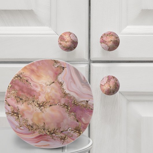 Rose quartz and pastel pink marble セラミックノブ