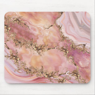 Rose quartz and pastel pink marble マウスパッド
