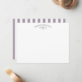 Rose Quartz Elegant Wavy Hearts Striped Note Card ノートカード (正面/裏面インサイチュ)