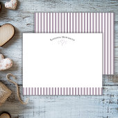 Rose Quartz Modern Open Hearts Striped Note Card ノートカード