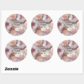 Rose Quartz Romance Wedding Personalized Sticker ラウンドシール (シート)