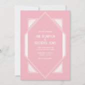 Rose Quartz & Soft Ivory Art Deco Wedding Photo 招待状 (正面)