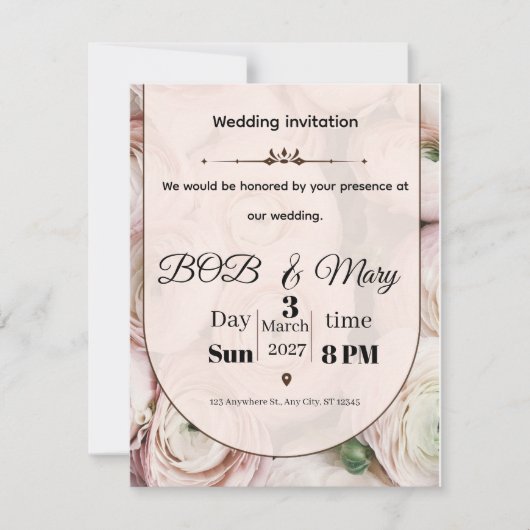 Rose Ranniculus Wedding Invitation for you  シーズンカード (正面)