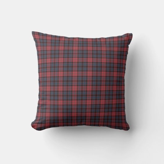 Rose Red Blue Black Plaid Tartan クッション (正面)