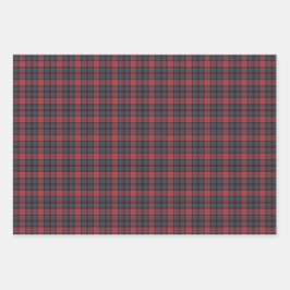 Rose Red Blue Black Plaid Tartan ラッピングペーパーシート