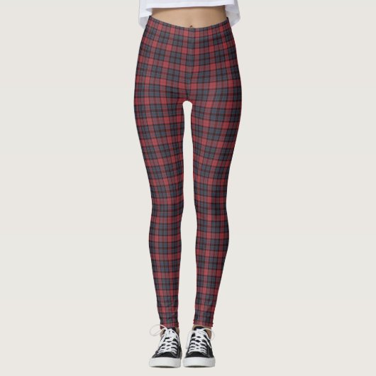 Rose Red Blue Black Plaid Tartan レギンス (正面)
