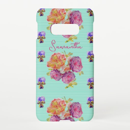 Rose Red Pink Cabbage Vintage Roses Girls Name Samsung Galaxyケース (裏面)