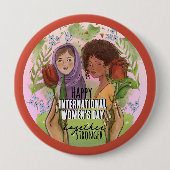 Rose Red Womens Day Button I Stronger together 缶バッジ (正面)