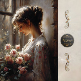 Rose Reverie Woman Decoupage 薄葉紙