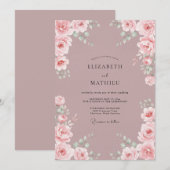 Rose Romantic Floral Wedding 招待状 (正面/裏面)