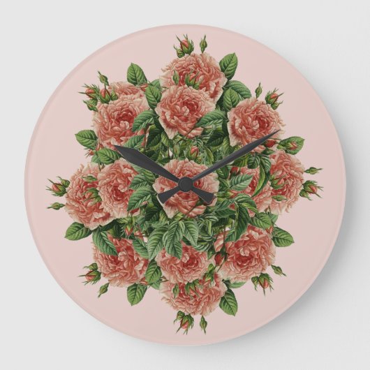 Rose Roses Rosen bouquet – Rosenbouquet ラージ壁時計 (正面)