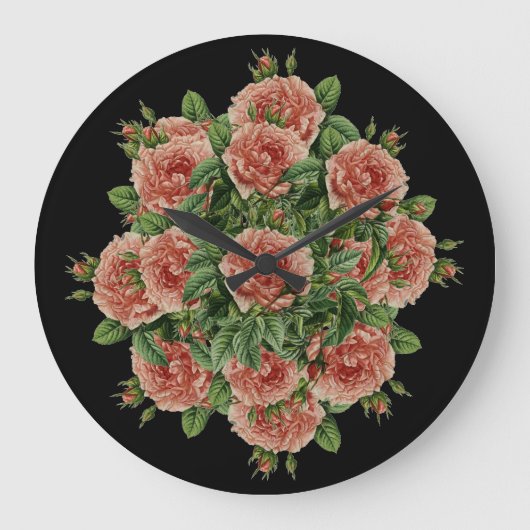 Rose Roses Rosen bouquet – Rosenbouquet ラージ壁時計 (正面)