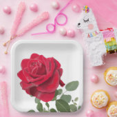 Rose rouge - peinte à la main ペーパープレート (パーティー)