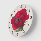 Rose rouge - Red rose  ラウンド壁時計 (傾斜)