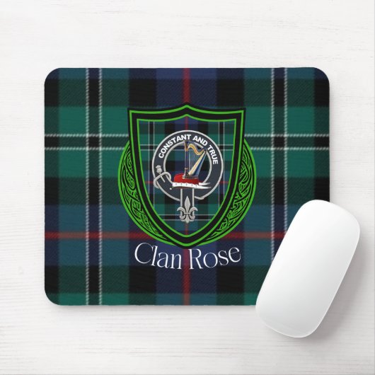 Rose Scottish Clan Tartan and Crest  マウスパッド (マウス)