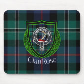 Rose Scottish Clan Tartan and Crest  マウスパッド (正面)