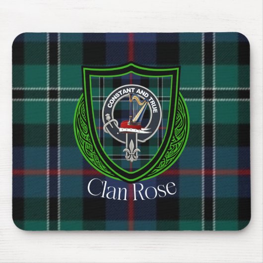 Rose Scottish Clan Tartan and Crest  マウスパッド (正面)
