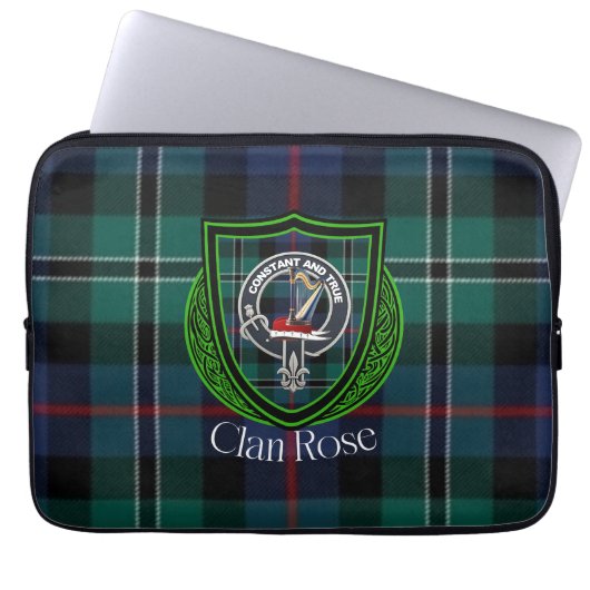 Rose Scottish Clan Tartan and Crest  ラップトップスリーブ (正面)