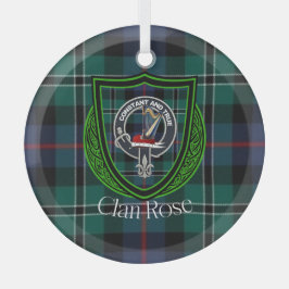Rose Scottish Clan Tartan & Crest ガラスオーナメント