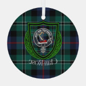 Rose Scottish Clan Tartan & Crest ガラスオーナメント (裏面)