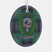 Rose Scottish Clan Tartan & Crest ガラスオーナメント (正面右)