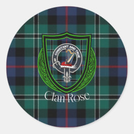 Rose Scottish Clan Tartan & Crest ラウンドシール