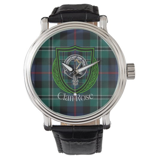 Rose Scottish Clan Tartan & Crest 腕時計 (正面)