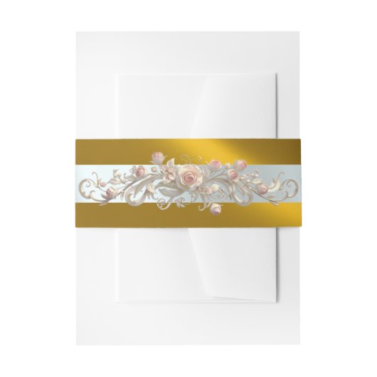 Rose Scroll - Gold/Silver 招待状ベリーバンド (正面例)