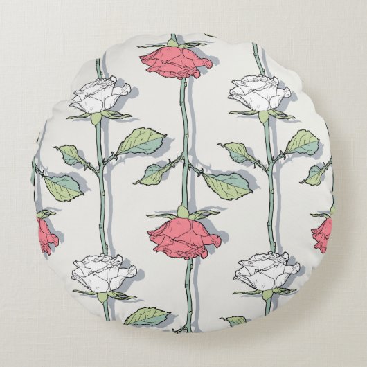 Rose seamless Pattern ラウンドクッション (正面)