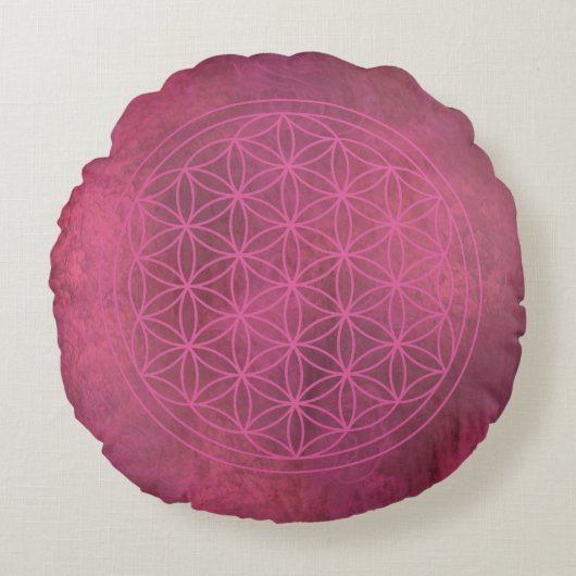 Rose Serenity Flower of Life ラウンドクッション (正面)