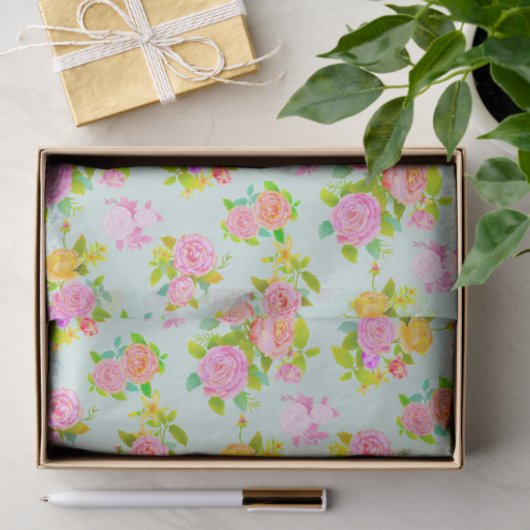 Rose Shabby Vintage Blue 薄葉紙 (ギフト)