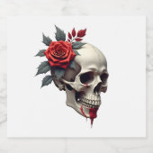 Rose Skeleton Skull Hand Red Flower Rose T-Shirt ( スパークリングワインラベル (シングルラベル)