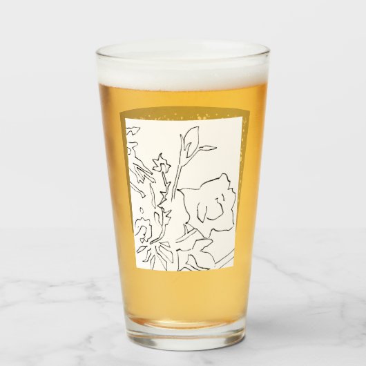 Rose Sketch and Starlight Silkscreen glassware タンブラーグラス (ドリンク裏面)