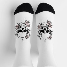 Rose Skull White Socks ソックス