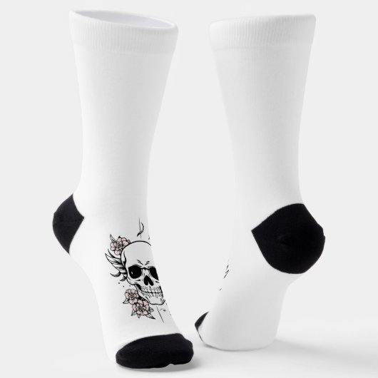 Rose Skull White Socks ソックス (傾斜あり)