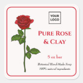 Rose Soap Label Template | ボタニカル ハンドメイド ソープ スクエアシール (正面)