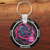Rose Sobriety Chip | 12-Step Recovery Gift キーホルダー (正面)